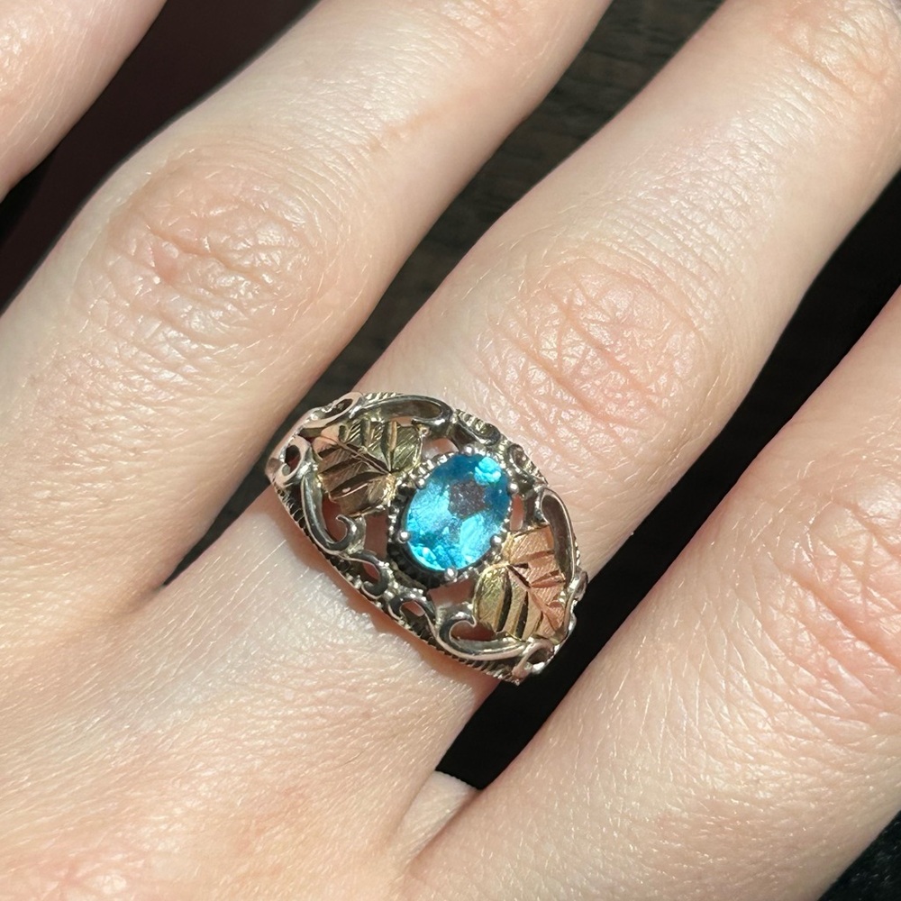 SOLD - Coleman Company Sterling Silver With Filigree Topaz Ring - SOLD